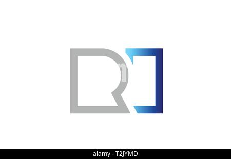 Blu grigio alfabeto lettera di combinazione di logo ri r i design adatto per una società o business Illustrazione Vettoriale