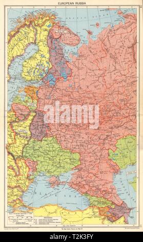 La seconda guerra mondiale. Russia europea. Crimea russa Polonia e Finlandia 1942 mappa vecchia Foto Stock