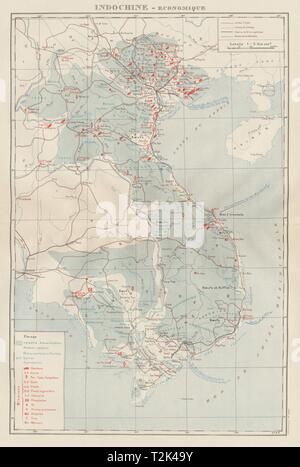 Coloniali Francesi in Indocina. Indochine française. Economique. Economica 1929 mappa Foto Stock