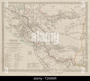 La Persia con parte dell'Impero Ottomano. Iran e Iraq. SDUK 1844 antica mappa Foto Stock