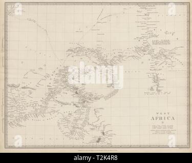 La Nigeria w/ primi esploratori' rotte. Il lago Ciad Yariba Houssa Borgou SDUK 1844 mappa Foto Stock