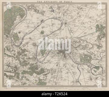 Dintorni di Parigi. Versailles. St Germain-en-Laye. Vincennes. SDUK 1844 mappa vecchia Foto Stock