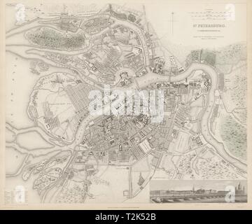 San Pietroburgo Санкт Петербург-città antica città mappa piano. Panorama. SDUK 1844 Foto Stock