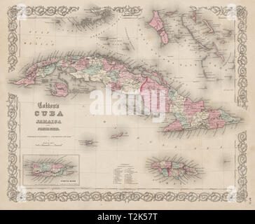 "Colton a Cuba, Giamaica e Porto Rico'. Puerto Rico. Bahamas 1863 mappa vecchia Foto Stock