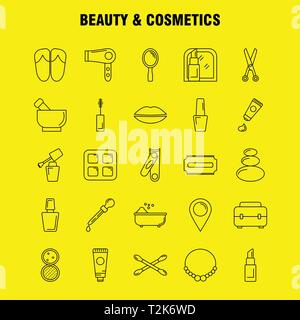 Bellezza e cosmesi icona Linea per il Web, la stampa e Mobile UX/UI Kit. Come: gioiello, collana, presente, labbra, cosmetico, bocca, bellezza, vestiti, Pictogr Illustrazione Vettoriale