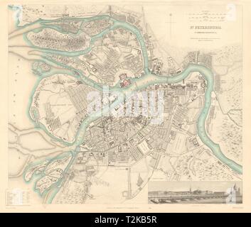 San Pietroburgo Санкт Петербург a. Città antica città mappa piano. Panorama. SDUK 1847 Foto Stock