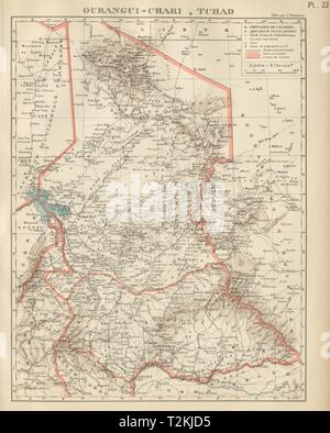 Coloniale Francese Ciad & UBANGI-SHARI (C.A.R.). Oubangui-Chari Tchad 1931 mappa Foto Stock