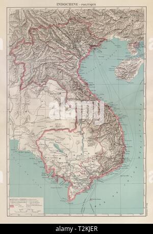 Coloniali Francesi in Indocina. Indochine française. Politique. Politica mappa 1931 Foto Stock