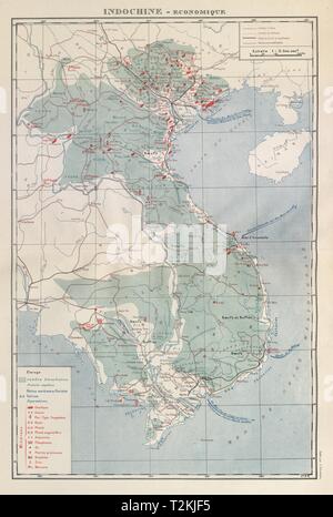 Coloniali Francesi in Indocina. Indochine française. Economique. Economica 1931 mappa Foto Stock