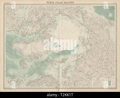 Il Polo Nord. Arctic Explorers' vie Peary 1909. Nansen Cagni. Volte 1922 mappa Foto Stock