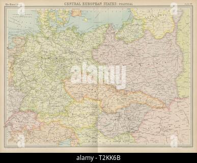 Europa centrale. Germania Polonia Cecoslovacchia Ruthenia dei Carpazi volte 1922 mappa Foto Stock