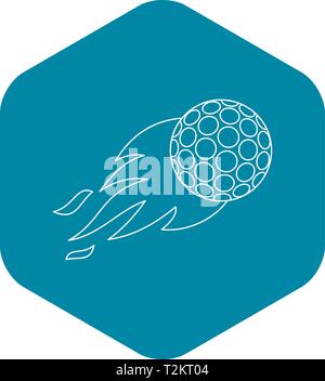 La pallina da golf con icona di fiamma. Illustrazione di contorno della pallina da golf con fiamma icona vettore per il web Illustrazione Vettoriale