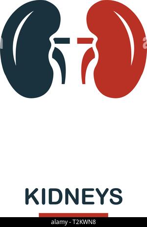 Icona i reni. Creative design dalla sanità raccolta di icone. Due reni Colore icona per web design, applicazioni software, l'uso della stampa. Illustrazione Vettoriale