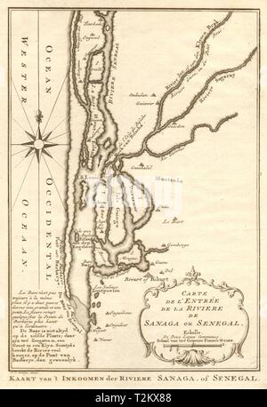 "Carte de I'Entrée de la Rivière de Sanaga ou Senegal". BELLIN/SCHLEY 1747 mappa Foto Stock