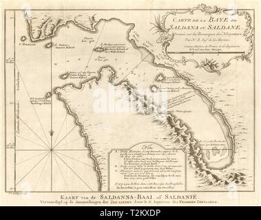 "Carte de la Baye de Saldana". Saldanha Bay, Sud Africa Bellin/SCHLEY 1748 mappa Foto Stock