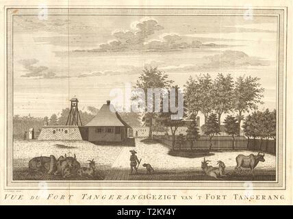 "Vue du Fort Tangerang', Batavia, Indie orientali olandesi. Jakarta. SCHLEY 1763 Foto Stock