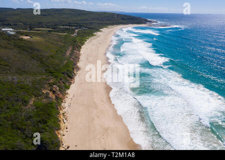 Vista aerea di Catherine Hill Bay - guardando a Nord. Questa zona sulla costa centrale del NSW ha alcune fantastiche vedute costiere. Foto Stock