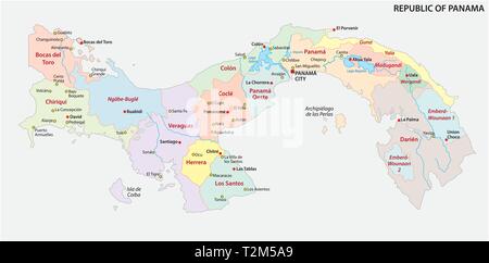 Panama politica e amministrativa di mappa vettoriale Illustrazione Vettoriale