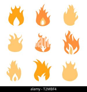 Fire icon set - incendi di vettore di elemento di design collection. Illustrazione Vettoriale