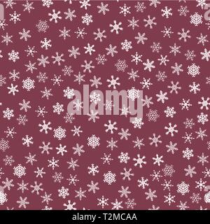 Modello di fiocchi di neve - seamless sfondo vettoriale. Carta natalizia ornamento. Illustrazione Vettoriale