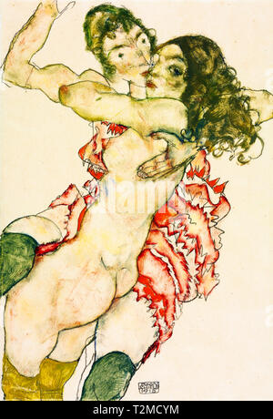 Egon Schiele, due donne che abbraccia, pittura, 1915 Foto Stock