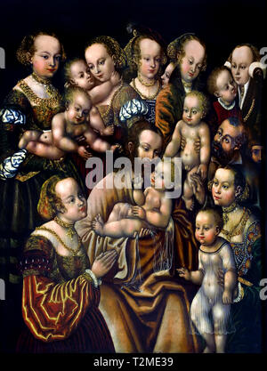 Cristo la Benedizione dei Bambini 1540 ( HB master in corrispondenza della testa del Grifone 1528 - 1553 ) il tedesco in Germania ( basata sulla Bibbia, Il Vangelo secondo san Marco Foto Stock