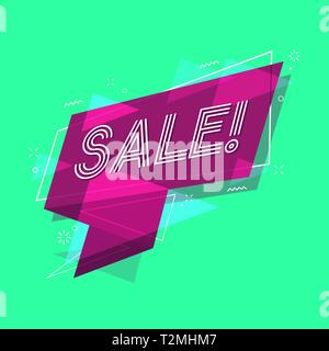 Vendita banner stile piatto. Vendita banner a nastro. Illustrazione Vettoriale