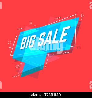 Grande Vendita banner stile piatto. Vendita banner a nastro. Illustrazione Vettoriale