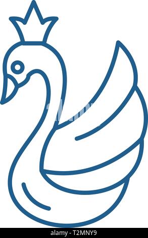 Linea di Swan concetto icona. Swan vettore piana sito segno, simbolo di contorno, illustrazione. Illustrazione Vettoriale