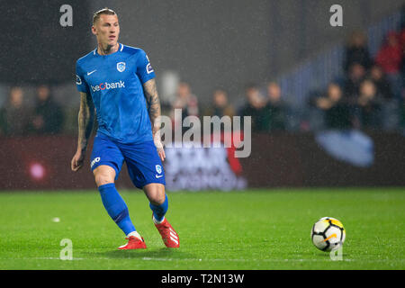 Anversa, Belgio - 2 aprile: Sebastien Dewaest di Genk durante la Jupiler Pro League play-off 1 corrispondono (giorno 2) tra Anversa e Racing Genk il 2 aprile 2019 ad Anversa, Belgio. (Foto di Frank Abbeloos/Isosport) Foto Stock