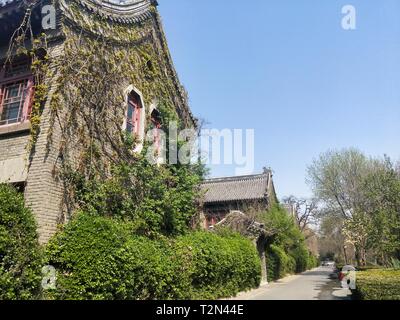 Pechino, Cina. 3 apr, 2019. Foto scattate con un telefono cellulare mostra uno scenario primaverile in università di Pechino a Pechino Capitale della Cina, 3 aprile 2019. Credito: Wei Mengjia/Xinhua/Alamy Live News Foto Stock