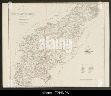 "Una mappa del Northamptonshire dalla migliore autorità". County map. CARY 1805 Foto Stock