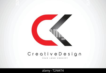 Rosso e Nero CK C K Lettera Logo Design nei colori nero. Creative di lettere moderne vettore Logo icona illustrazione. Illustrazione Vettoriale