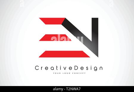 En E Lettera N Logo Design Nei Colori Nero Creative Di