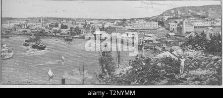 Brisbane, dalla terrazza di Bowen. Brisbane. Australia 1890 antica stampa Foto Stock