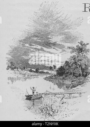 Sul fiume Fitzroy. Rockhampton. Australia 1890 antica immagine di stampa Foto Stock