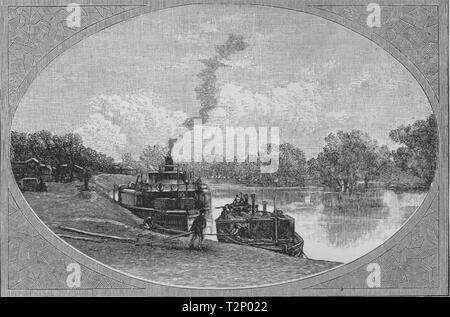 Il fiume Darling AD Bourke. Il fiume Murray bacino. Australia 1890 antica stampa Foto Stock