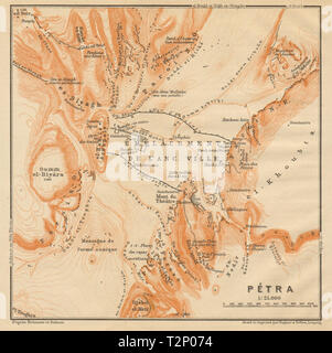 Piano di Petra. La Giordania 1912 antica vintage map chart Foto Stock