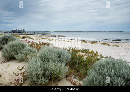 Busselton Jetty dopo una tempesta, vicino a Perth, Australia Occidentale. Foto Stock