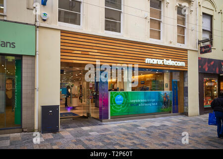Manx Telecom negozio di vendita al dettaglio in Strand Street, Douglas, Isola di Man Foto Stock