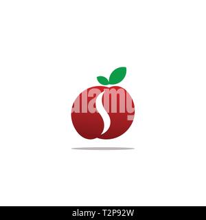 Il logo di frutta, lettera iniziale s modello logo, vettore Fruit grafica. Illustrazione Vettoriale