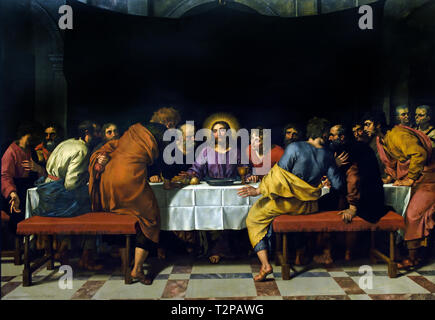 L'Ultima Cena, dell'Ultima Cena di Gesù Cristo con i suoi discepoli, Frans Pourbus il giovane 1569 - 1622, belga, Belgio, fiammingo. (Verniciato per l'altare della chiesa di Saint-Leu-Saint-Gilles a Parigi) Foto Stock