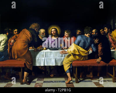 L'Ultima Cena, dell'Ultima Cena di Gesù Cristo con i suoi discepoli, Frans Pourbus il giovane 1569 - 1622, belga, Belgio, fiammingo. (Verniciato per l'altare della chiesa di Saint-Leu-Saint-Gilles a Parigi) Foto Stock