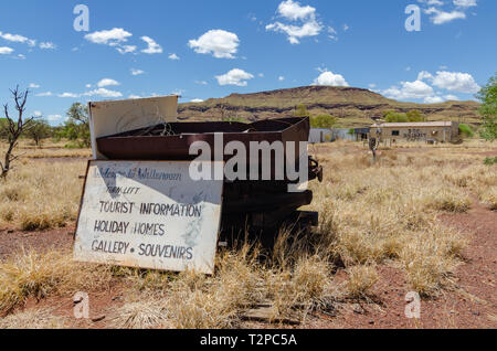 Wittenoom, Pilbara, Western Australia - la città deserta non su qualsiasi mappa per scoraggiare i visitatori dall incontro con il mortale amianto blu nella zona Foto Stock