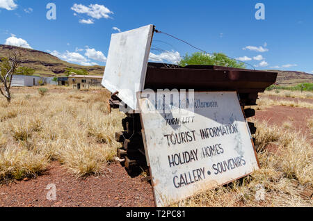 Wittenoom, Pilbara, Western Australia - la città deserta non su qualsiasi mappa per scoraggiare i visitatori dall incontro con il mortale amianto blu nella zona Foto Stock