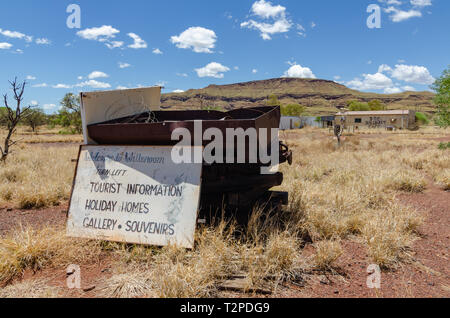 Wittenoom, Pilbara, Western Australia - la città deserta non su qualsiasi mappa per scoraggiare i visitatori dall incontro con il mortale amianto blu nella zona Foto Stock