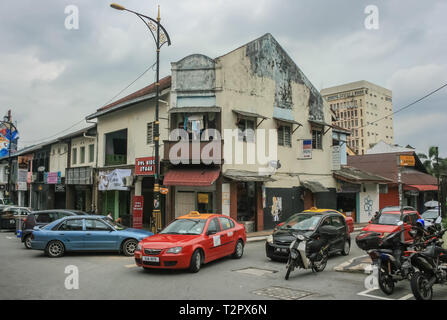 La giunzione di Jalan Dhoby e Jalan Pahang nel patrimonio del distretto di Johor Bahru, Malaysia Foto Stock