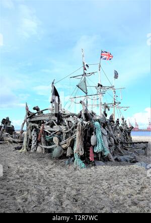 La nave dei pirati 'Perla nera', New Brighton. Foto Stock