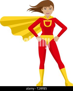 Supereroe Donna Cartoon Illustrazione Vettoriale