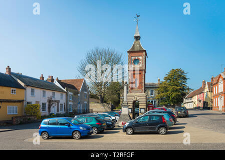 Bildeston Suffolk REGNO UNITO, vista della Piazza del Mercato nel centro del villaggio di Bildeston, Babergh distretto, Suffolk, Inghilterra, Regno Unito Foto Stock